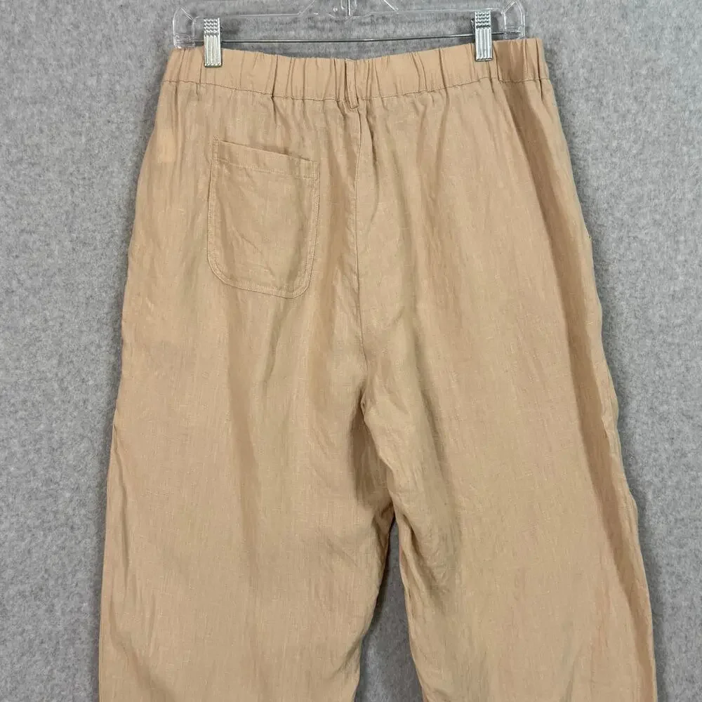 Quince 100% European Linen Pants Size L Pull On Beachy Quiet Luxury Resort Chic